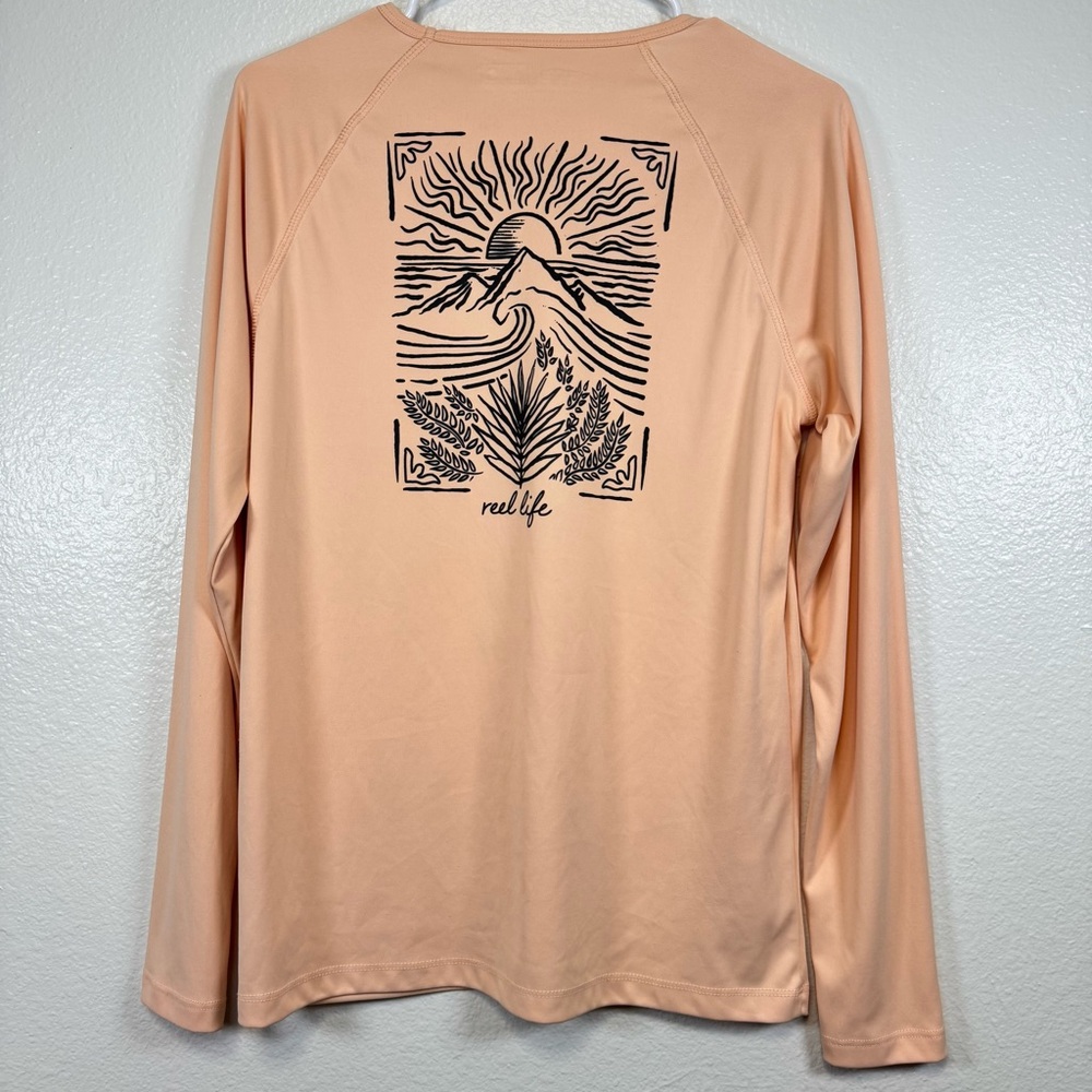 Reel Life Ladies UV Long Sleeve Tee Peach Parfait Size L - Picture 3 of 12